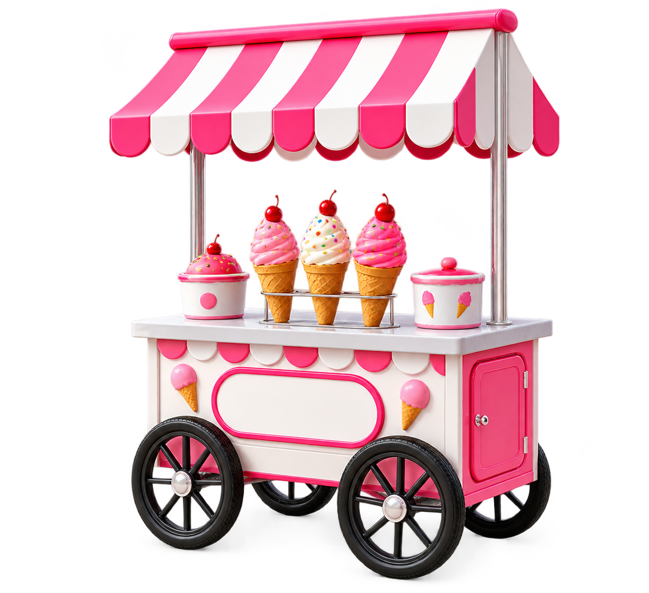Pink and white Turkish ice cream cart