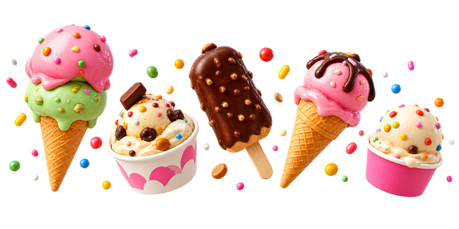 A colorful selection of Turkish ice creams